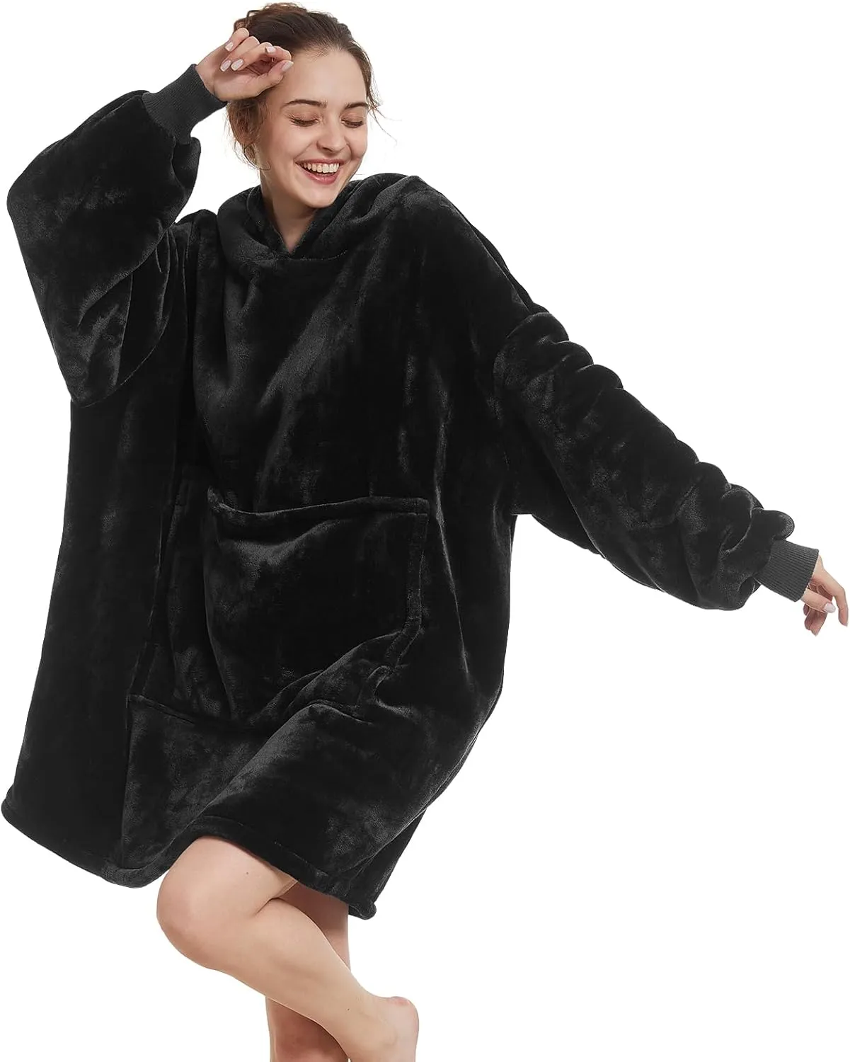 Aemilas Wearable Blanket Hoodie - Warm Sherpa Blanket Sweatshirt as Gifts for Adult Women Mom Men, One Size Fits All
