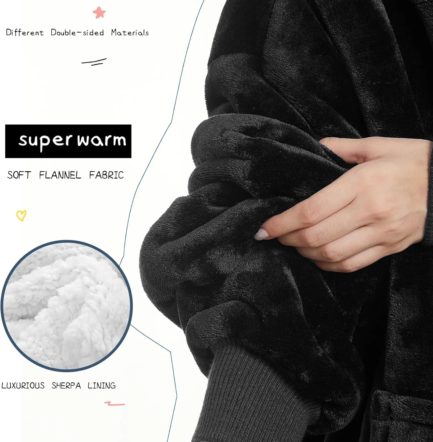 Aemilas Wearable Blanket Hoodie - Warm Sherpa Blanket Sweatshirt as Gifts for Adult Women Mom Men, One Size Fits All