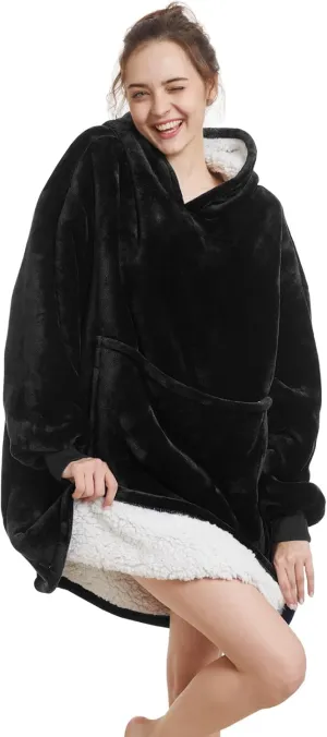 Aemilas Wearable Blanket Hoodie - Warm Sherpa Blanket Sweatshirt as Gifts for Adult Women Mom Men, One Size Fits All