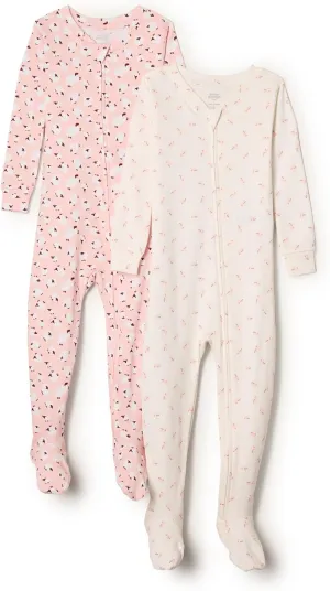 Amazon Essentials x Sofia Grainge Unisex Toddlers and Babies' Snug-Fit Cotton Footed Pajamas, Pack of 2