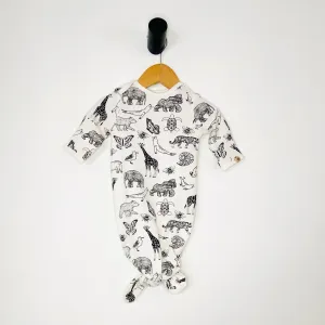 Animal kingdom printed gown in sustainable fabric