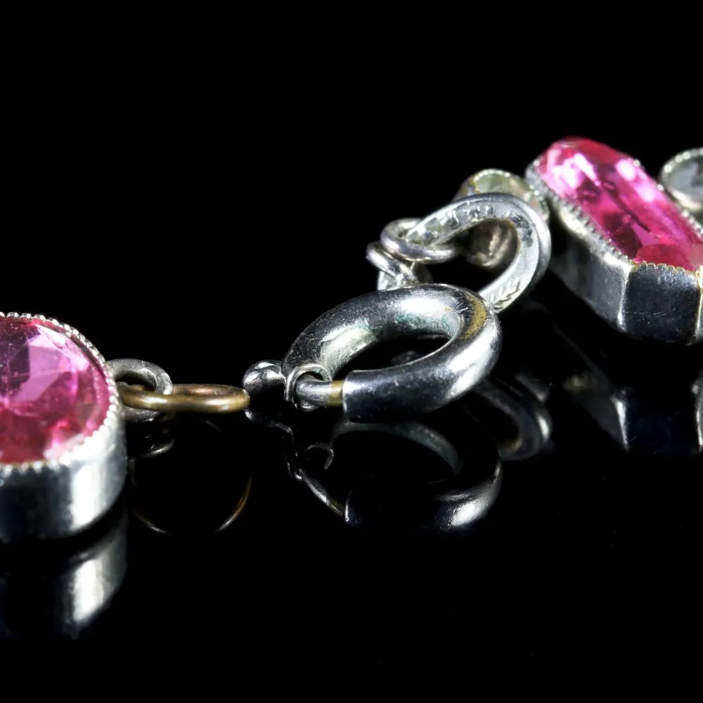 Art Deco Pink Paste Riviere Necklace