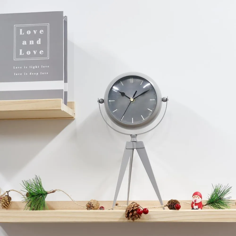 AZOD Metal Clock for Bedroom 12.5" H Desk Clock Modern Kitchen Clock with Mirror Backside for Living Room Bedside Bedroom Office Desktop Countertop