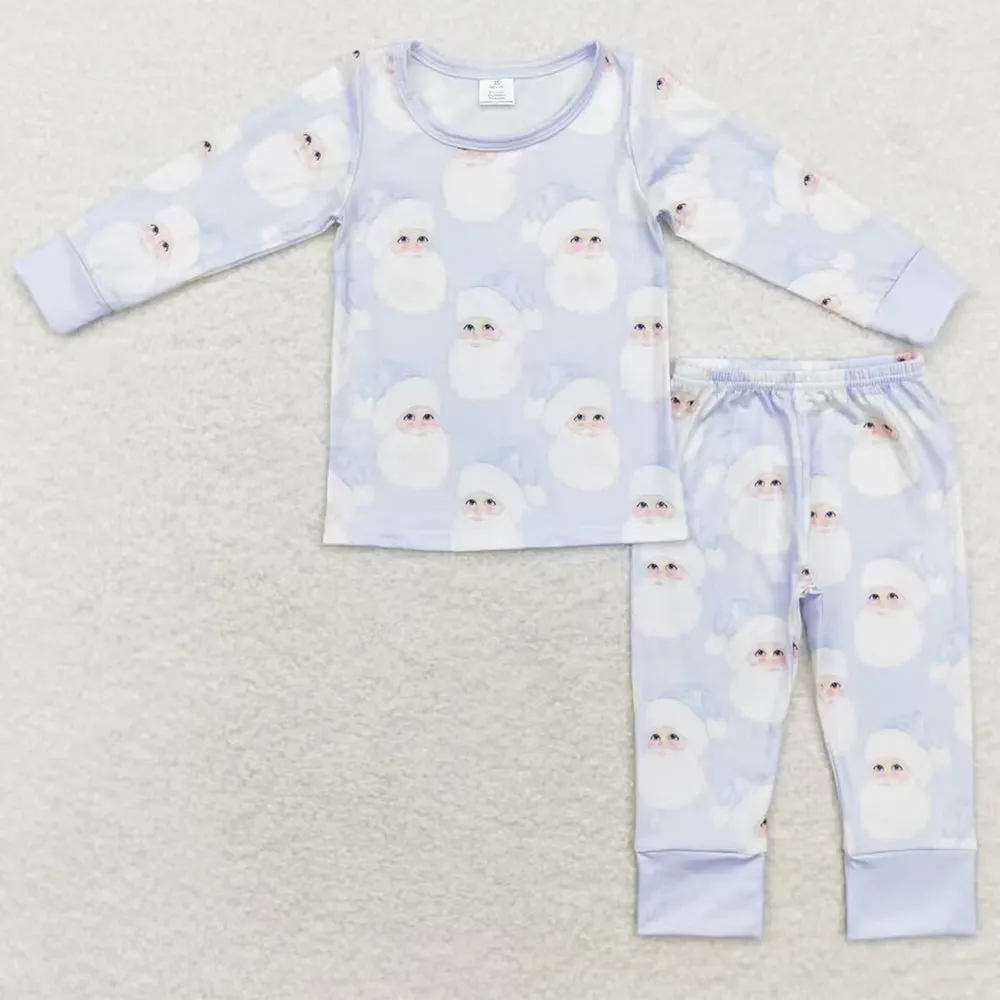 Baby Boys Pajamas Christmas Blue Santa Bamboo Pajamas Sibling Sets BLP0685 GLP1534