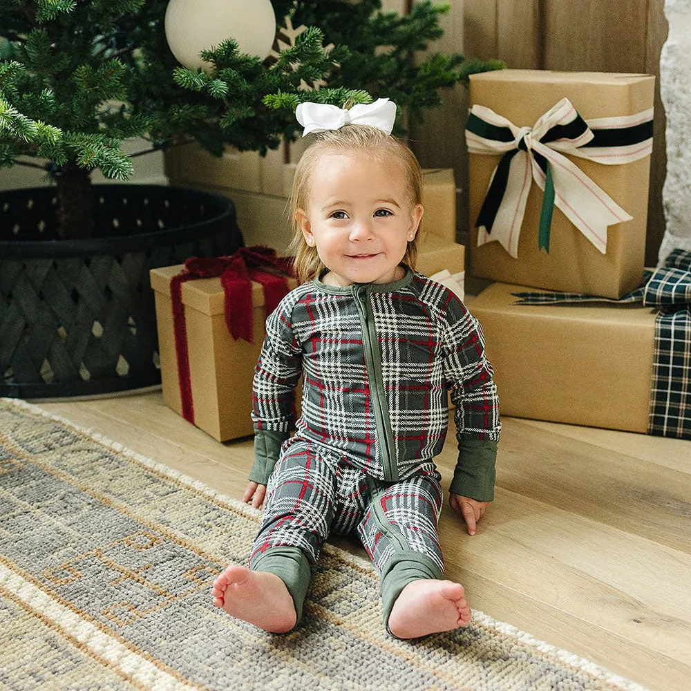 Bamboo Zipper Pajama - Green Plaid