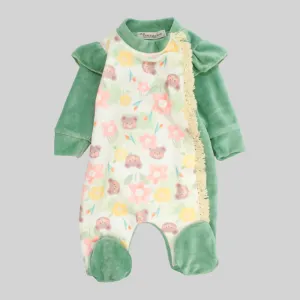 Bear Heads Long-Sleeved Baby Footie
