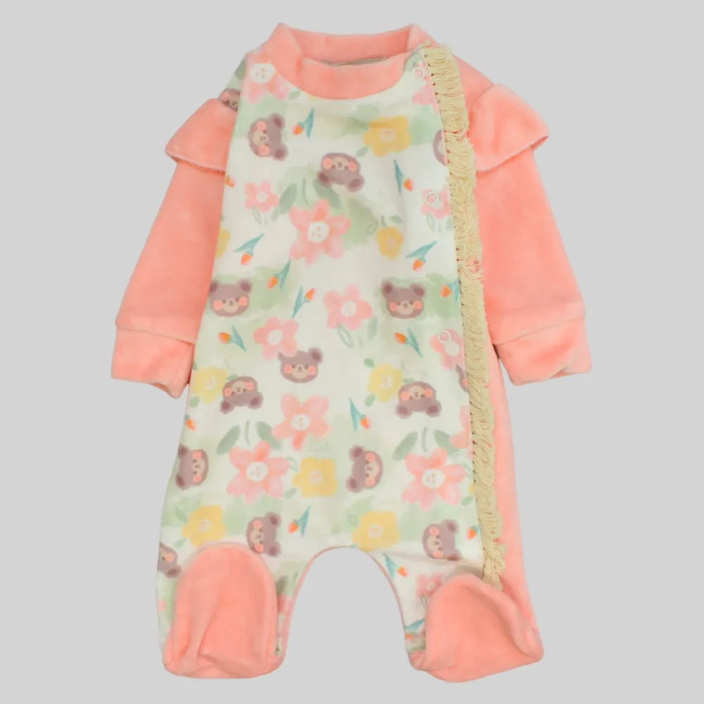 Bear Heads Long-Sleeved Baby Footie