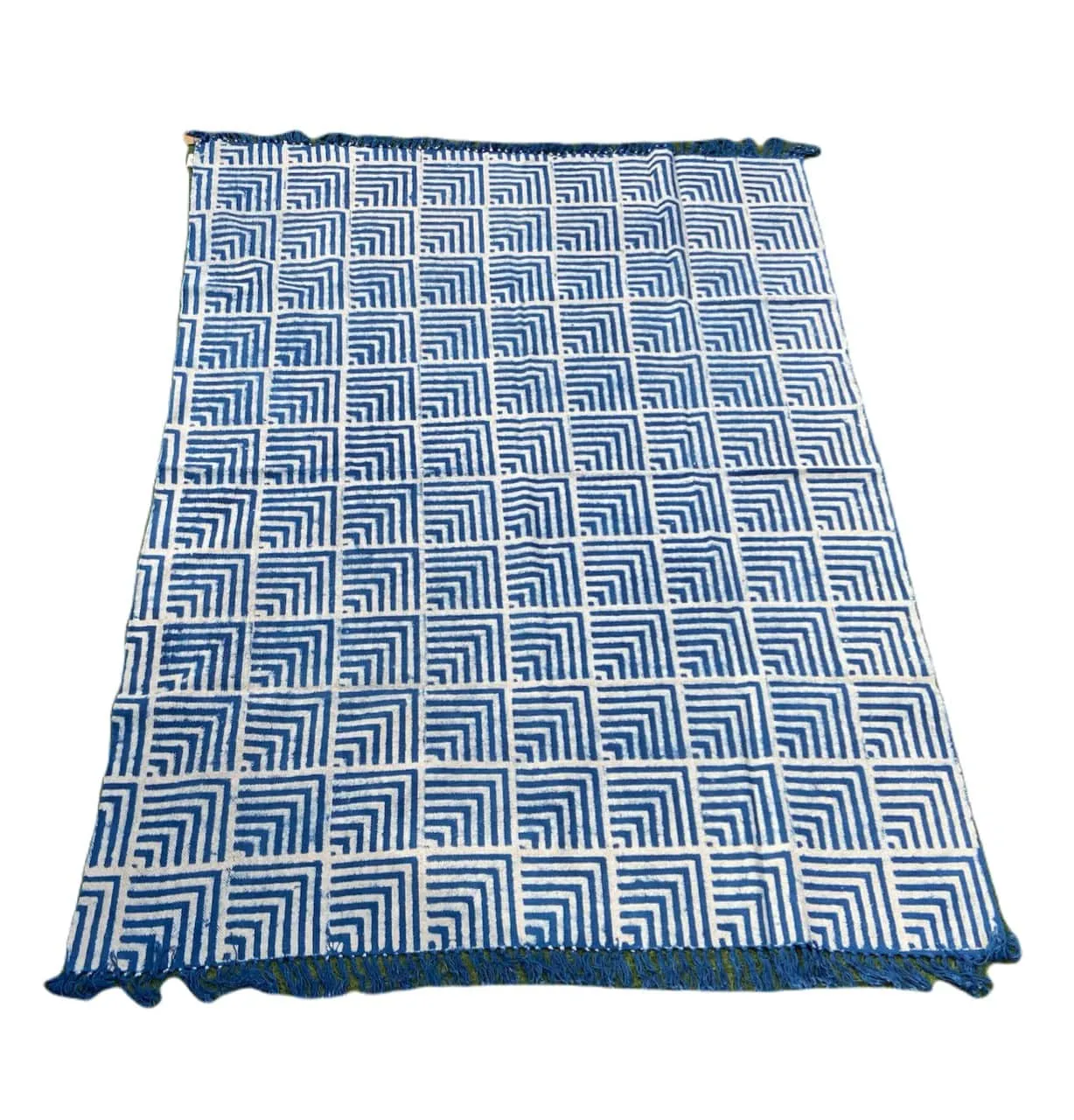Block Printed Indigo Rug