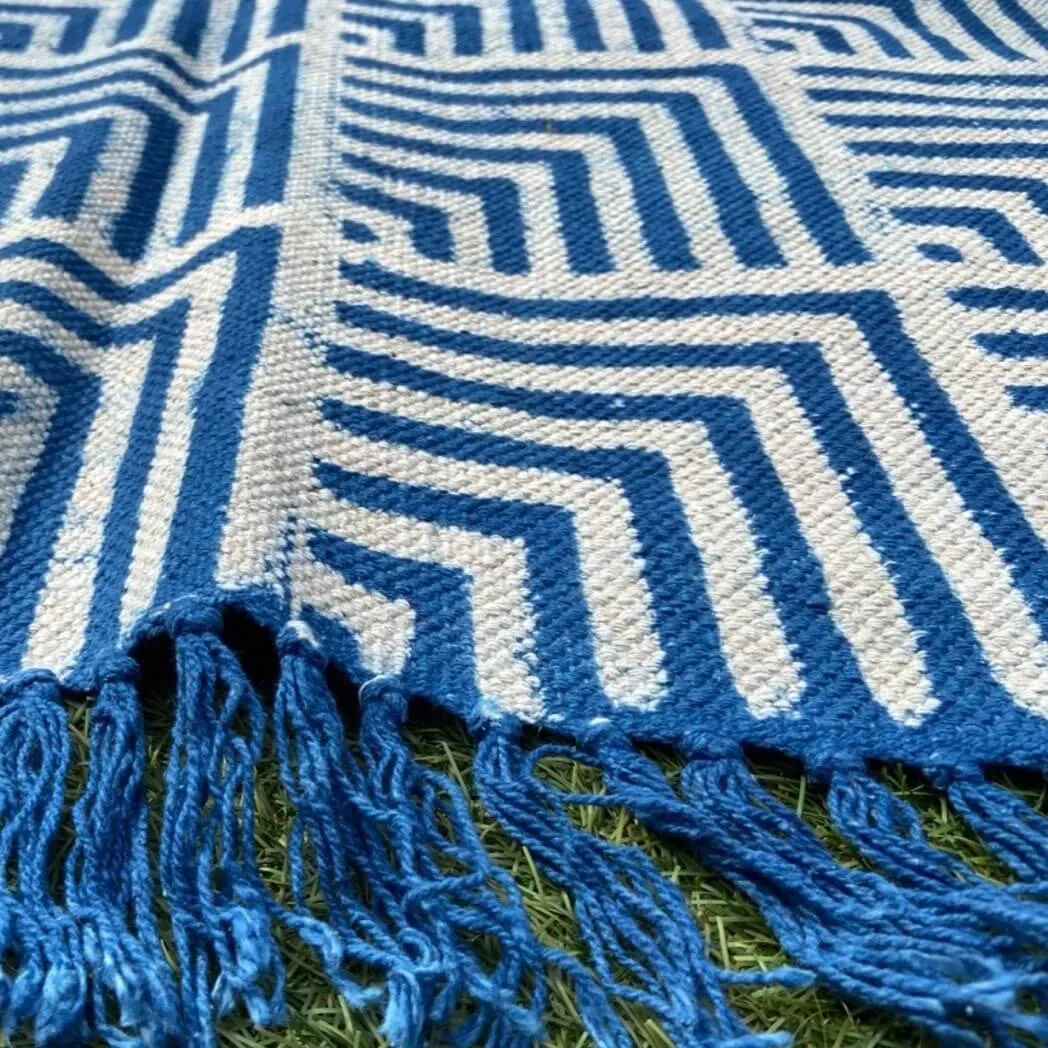 Block Printed Indigo Rug