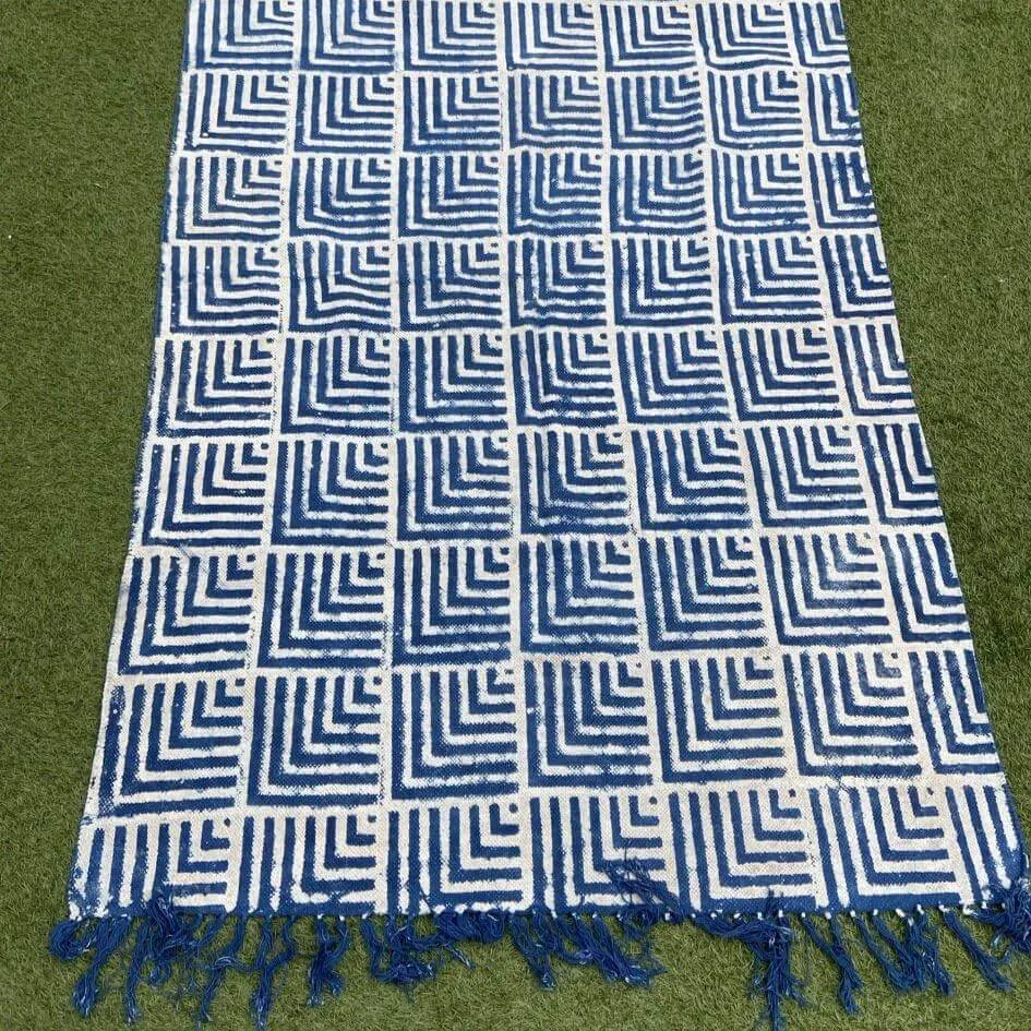Block Printed Indigo Rug