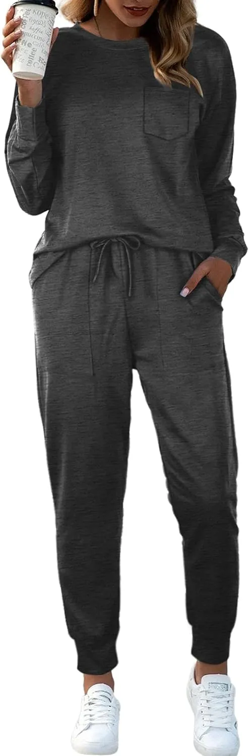 Bofell Lounge Sets for Women Two Piece Travel Outfits Sweatsuits 2 Piece Fashion 2024 Trendy Pajamas