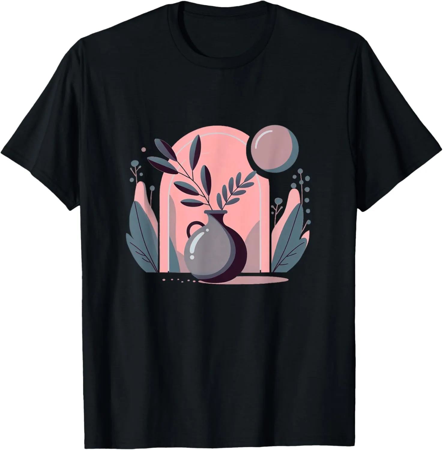 Boho Minimalist Pink art- Botanical graphic T-Shirt