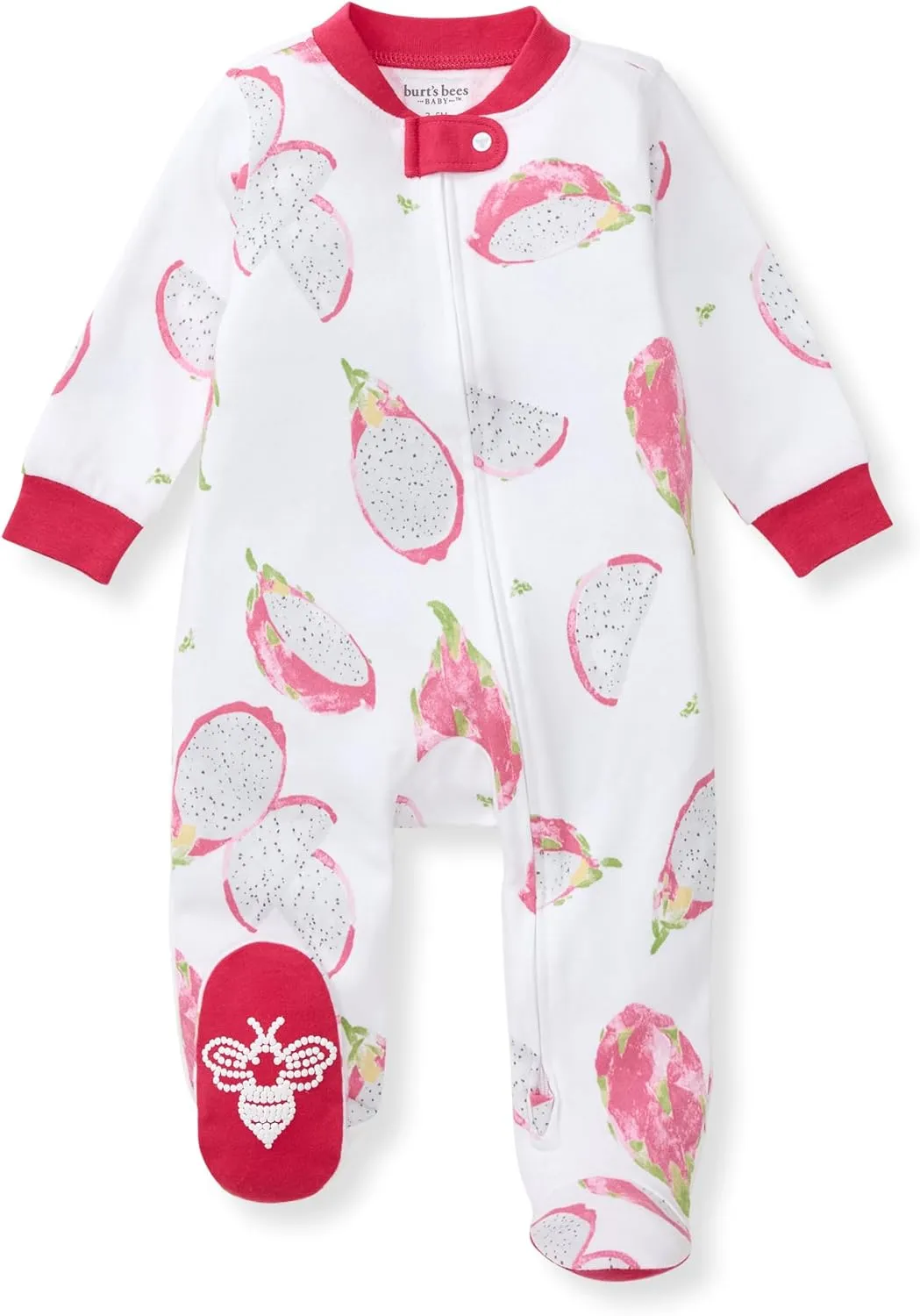 Burt's Bees Baby Girls Footed One-piece Pajamas, Sleep and Play Loose Fit, 100% Organic Cotton, Sizes NB to 6-9 Months