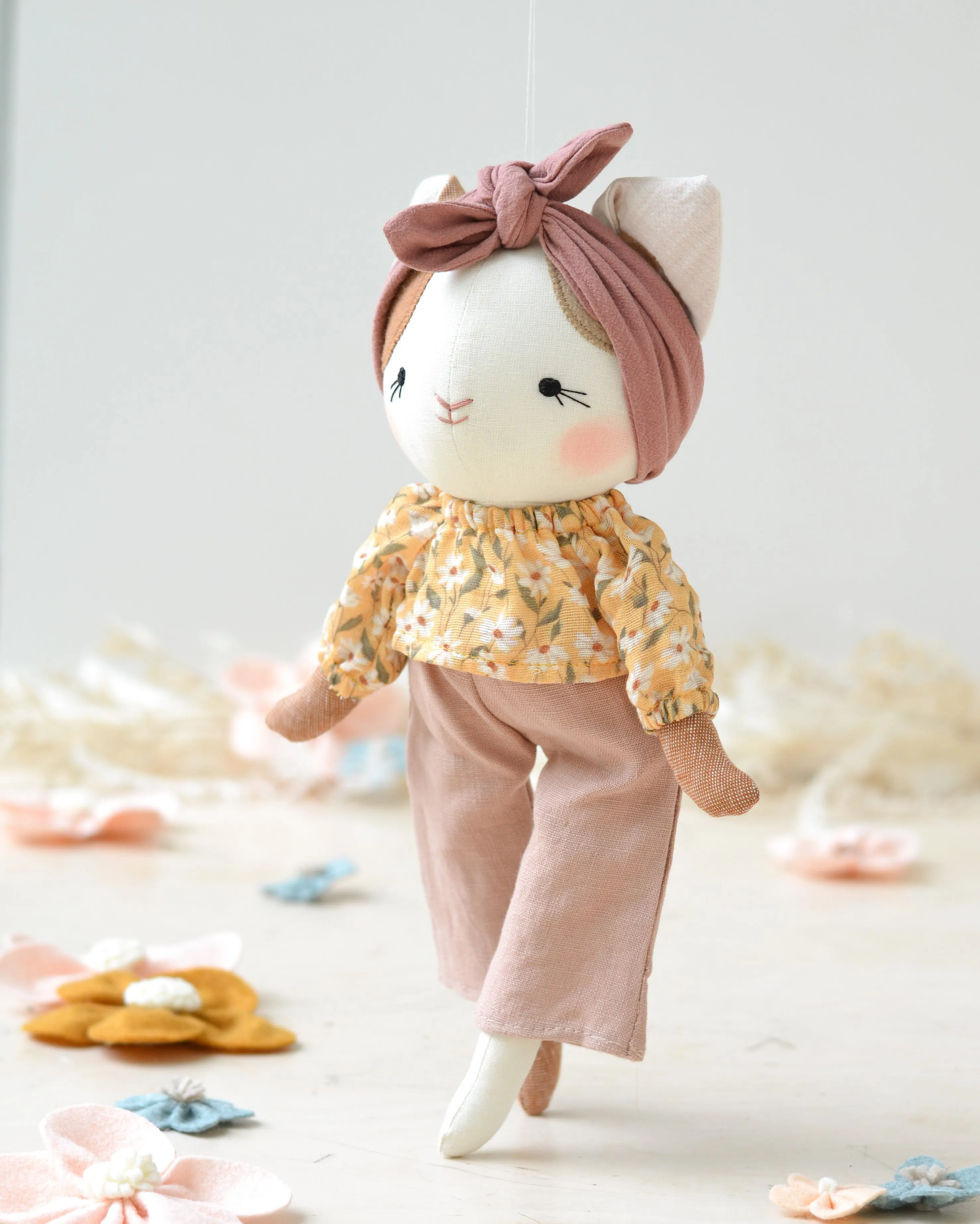 Cat Soft Toy Lucie Floral Shirt