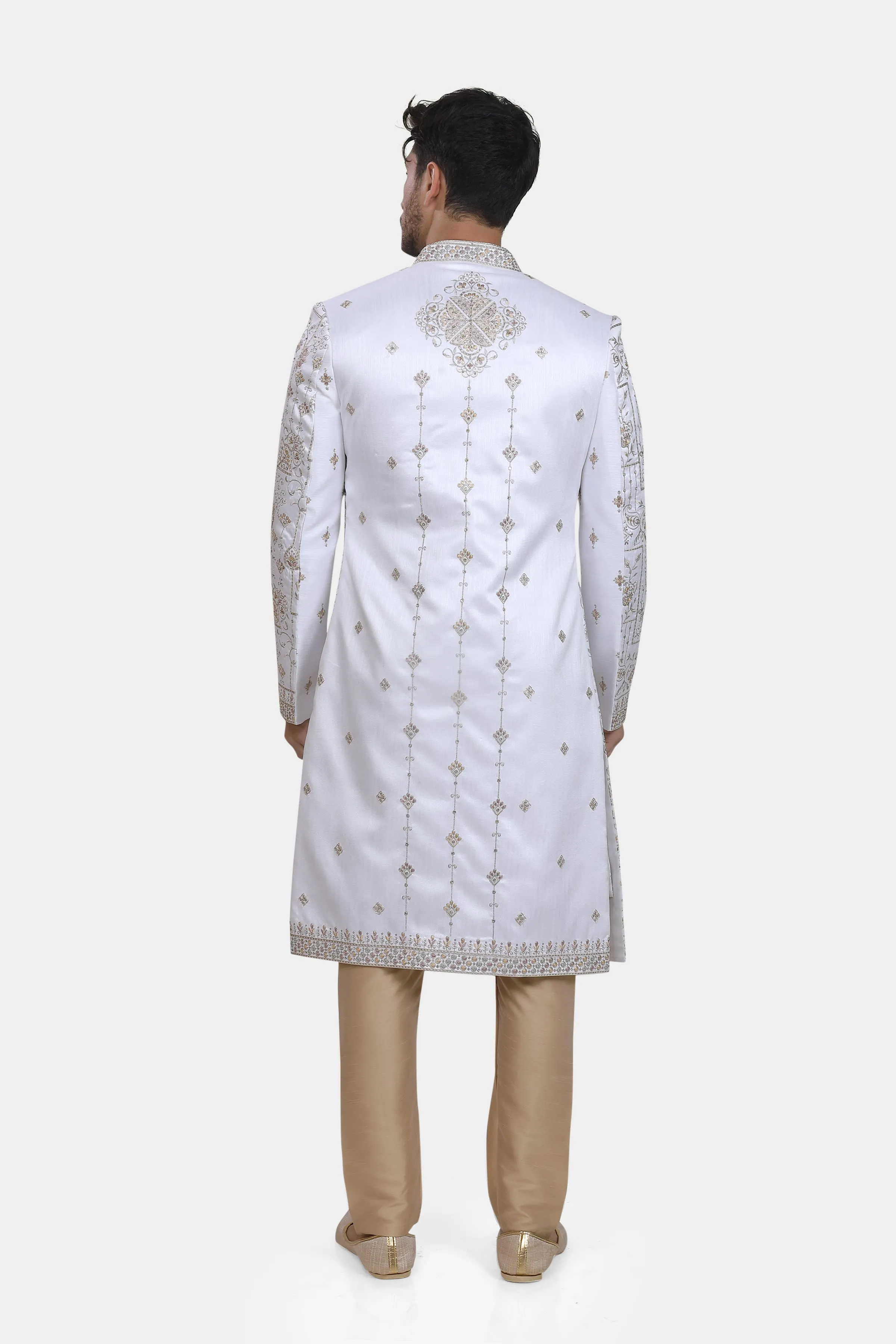 Cloud white mens sherwani kurta  pyjama set