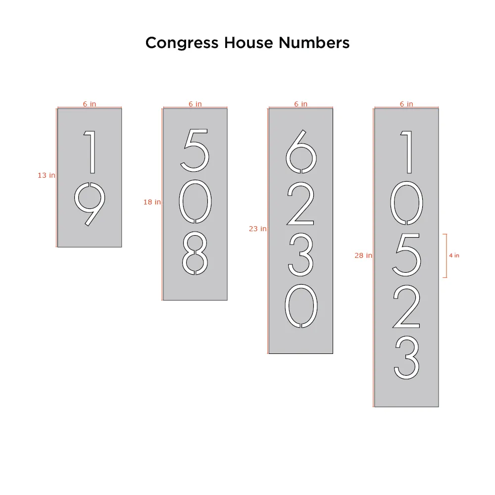 Congress House Numbers - Raw Steel