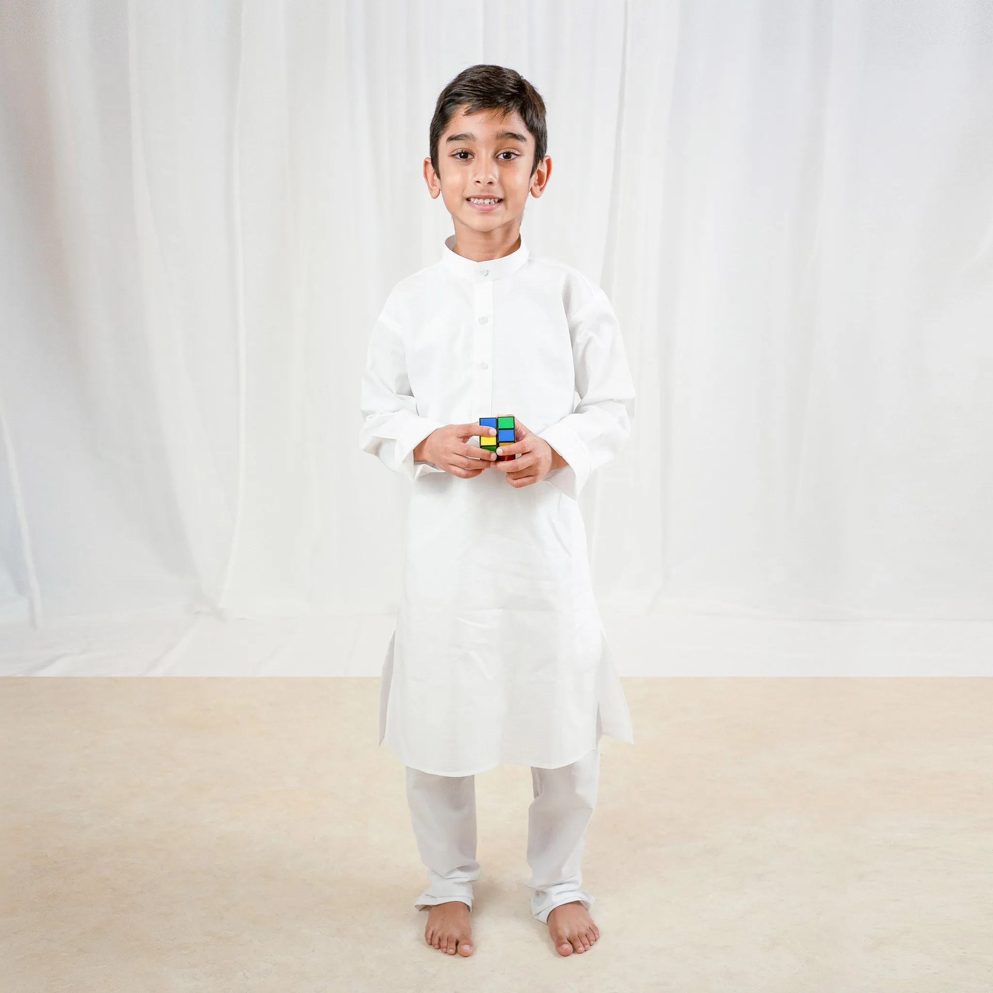 DARSH - Plain White Boys Kurta Pajama