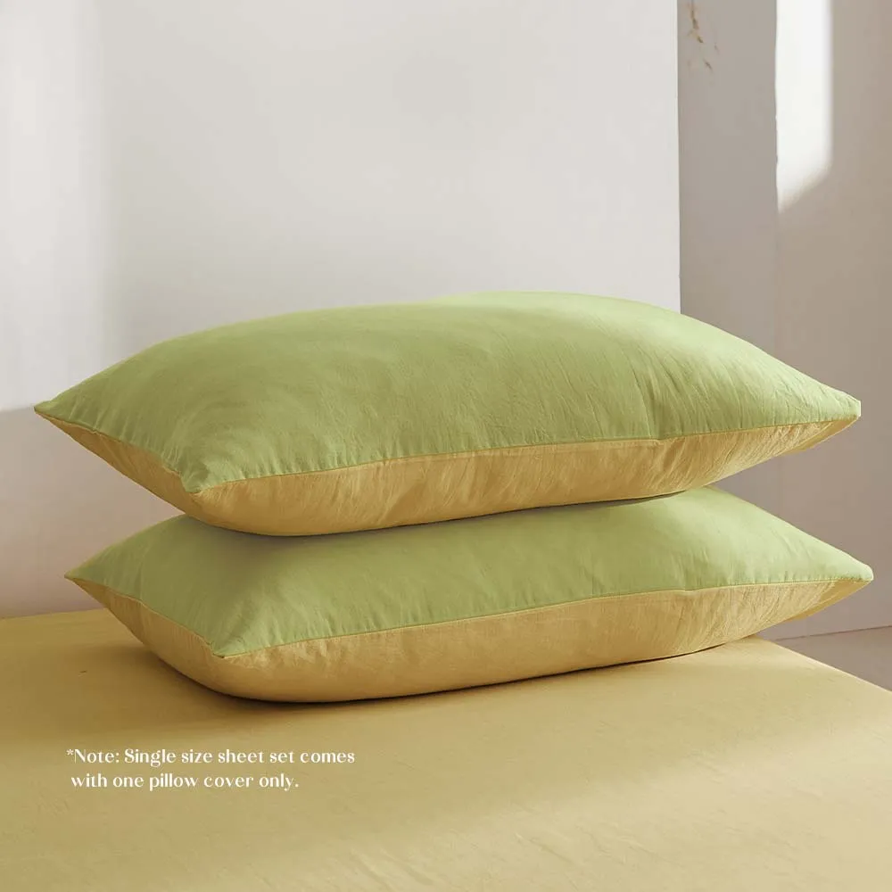 Deluxe Duvet Cover Quilt Set Double Flat Cover Pillow Case Yellow Inspired Double