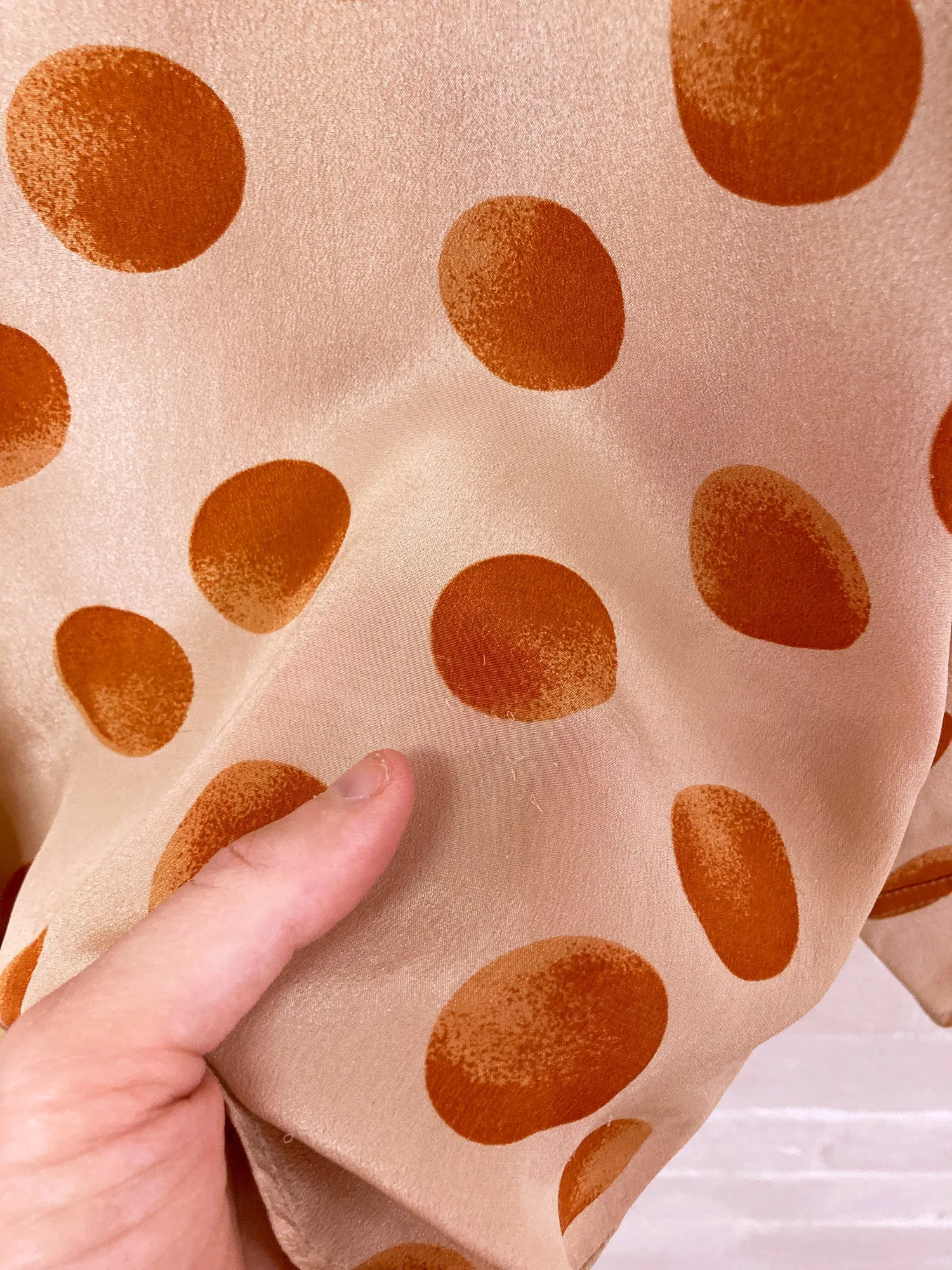 Emporio Armani 1990s beige silk acetate shirt with orange or spot print - 40