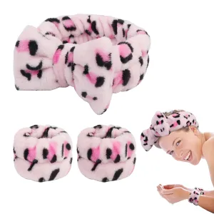 Face Wash Headband & Wrist Bands 3 Pack - Soft Fleece Spa Headbands for Face Washing & Makeup