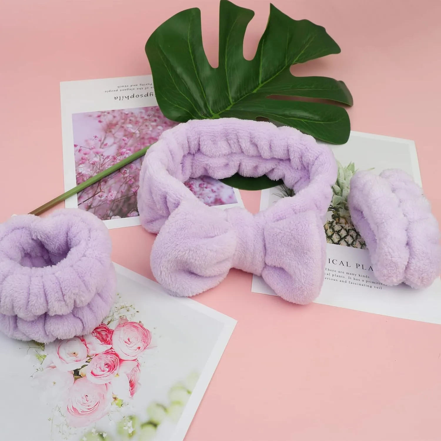 Face Wash Headband & Wrist Bands 3 Pack - Soft Fleece Spa Headbands for Face Washing & Makeup