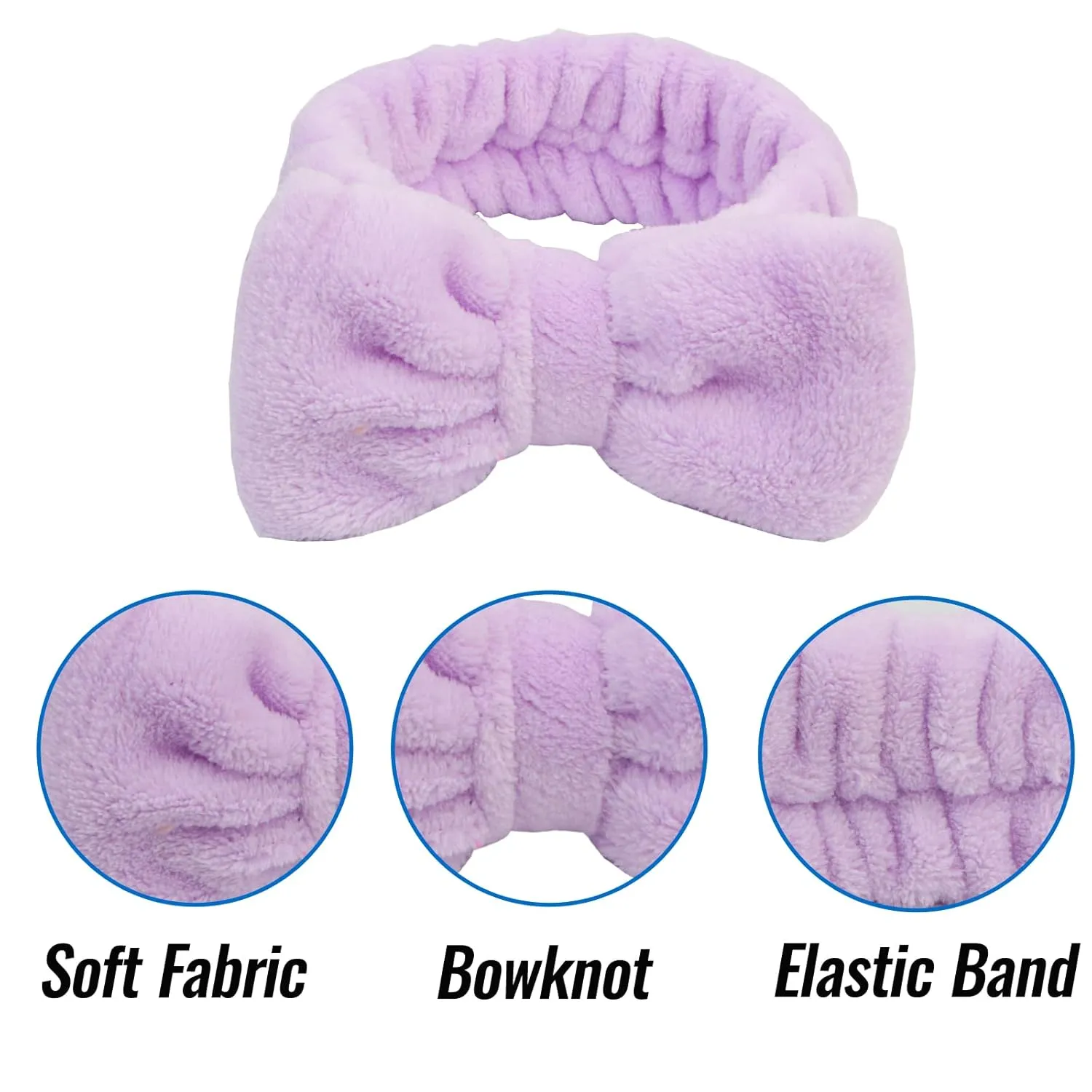 Face Wash Headband & Wrist Bands 3 Pack - Soft Fleece Spa Headbands for Face Washing & Makeup