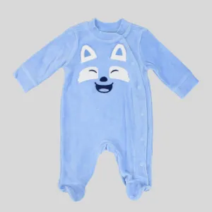 Foxy Light Blue Long-Sleeved Baby Footie