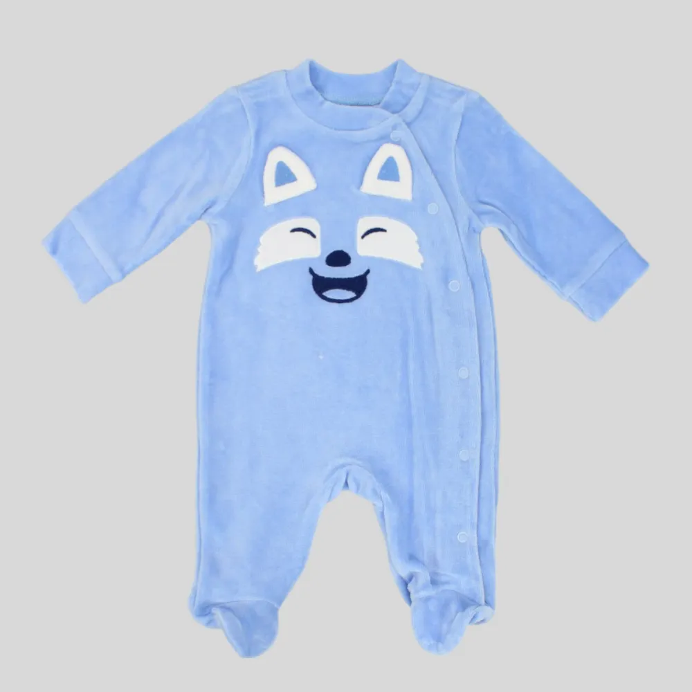 Foxy Light Blue Long-Sleeved Baby Footie