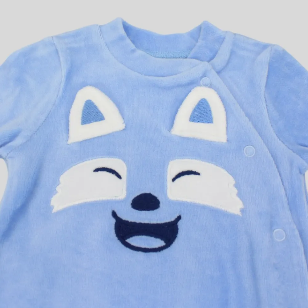 Foxy Light Blue Long-Sleeved Baby Footie