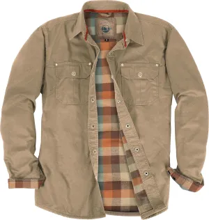 Gioberti Men's 100% Cotton Brushed and Soft Twill Shirt Jacket with Flannel Lining