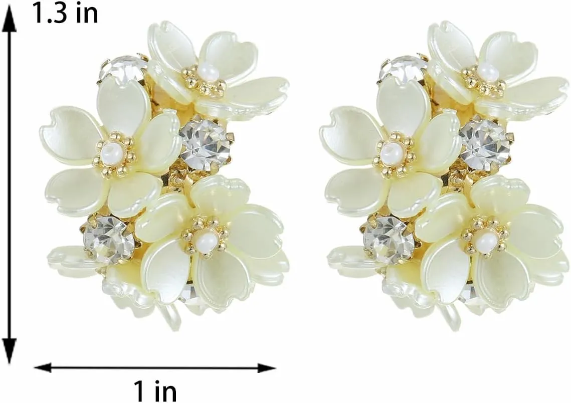 Gold Statement Leaf Rhinestone Stud Earrings, Gold Flower Filigree Dangles, Pink/Purple/Yellow Flower Acrylic Earrings