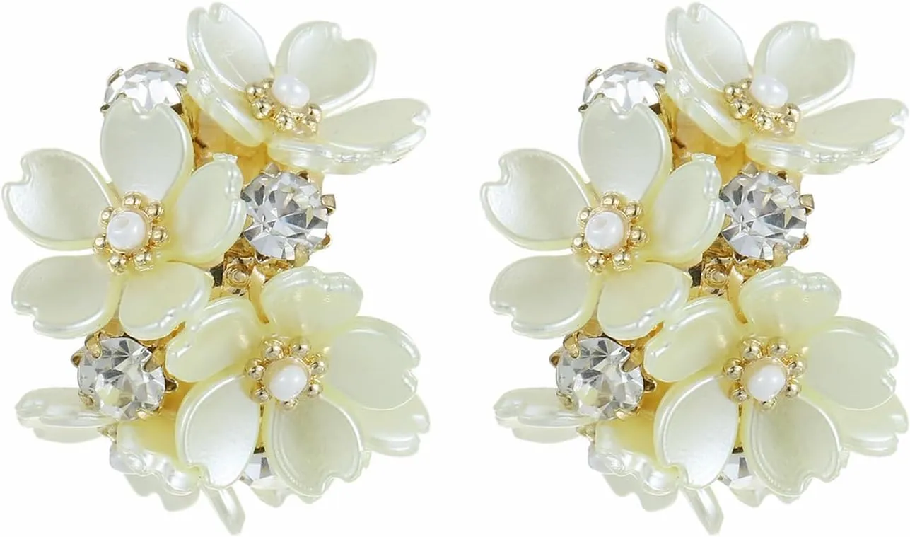 Gold Statement Leaf Rhinestone Stud Earrings, Gold Flower Filigree Dangles, Pink/Purple/Yellow Flower Acrylic Earrings