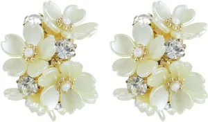 Gold Statement Leaf Rhinestone Stud Earrings, Gold Flower Filigree Dangles, Pink/Purple/Yellow Flower Acrylic Earrings