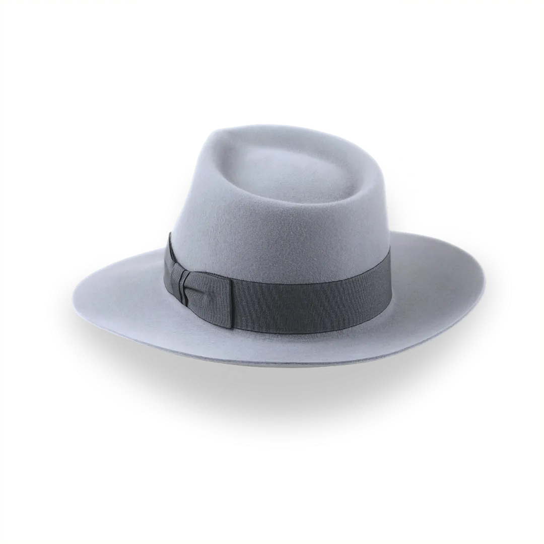 Grey Wide Brim Fedora Hat in Elegant Fur Felt | The Laird
