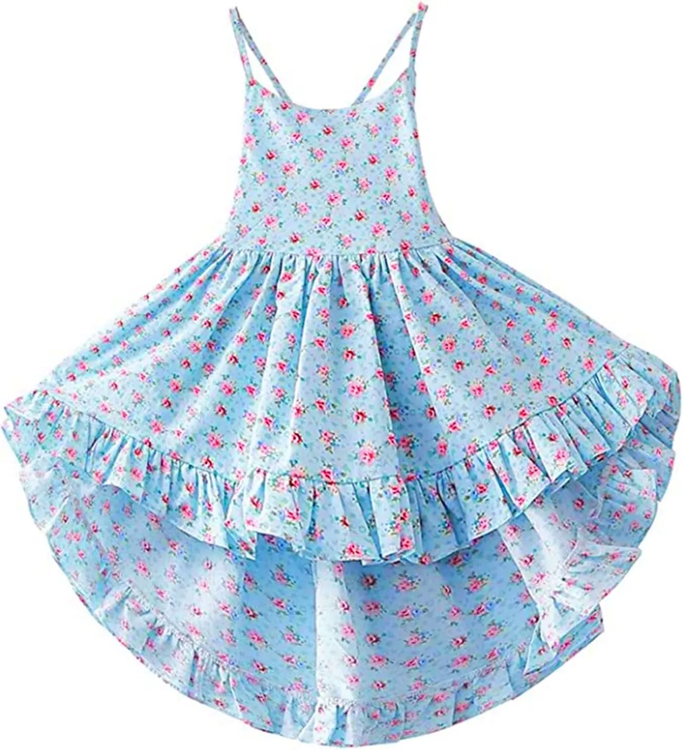 HILEELANG Girl Summer Beach Dress Halter Neck Sleeveless Casual Tank Outfit Sundress 1-12Y