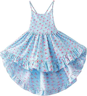 HILEELANG Girl Summer Beach Dress Halter Neck Sleeveless Casual Tank Outfit Sundress 1-12Y