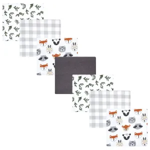 Hudson Baby Cotton Flannel Receiving Blankets Bundle, Woodland Faces