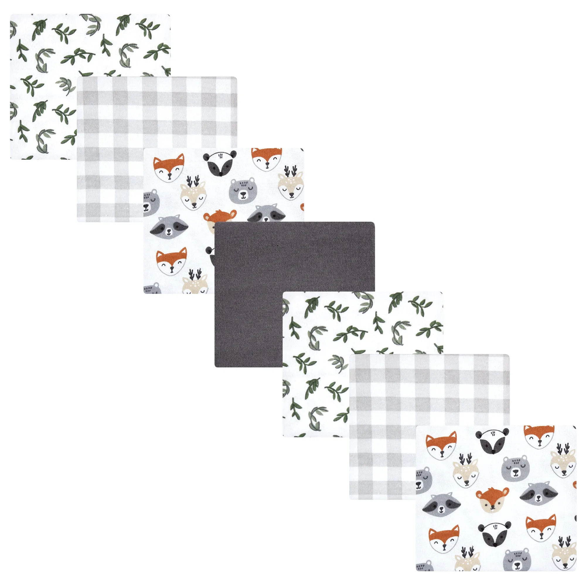 Hudson Baby Cotton Flannel Receiving Blankets Bundle, Woodland Faces