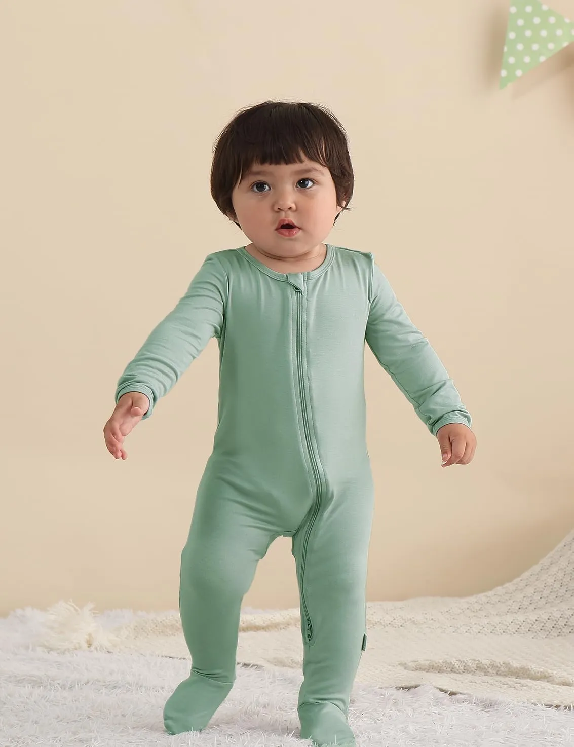 Jimonda Baby Romper Boys Girls Bamboo Pajamas 2-Way Zipper Footed Unisex Zip-Up Sleepers Sleep and Play pjs