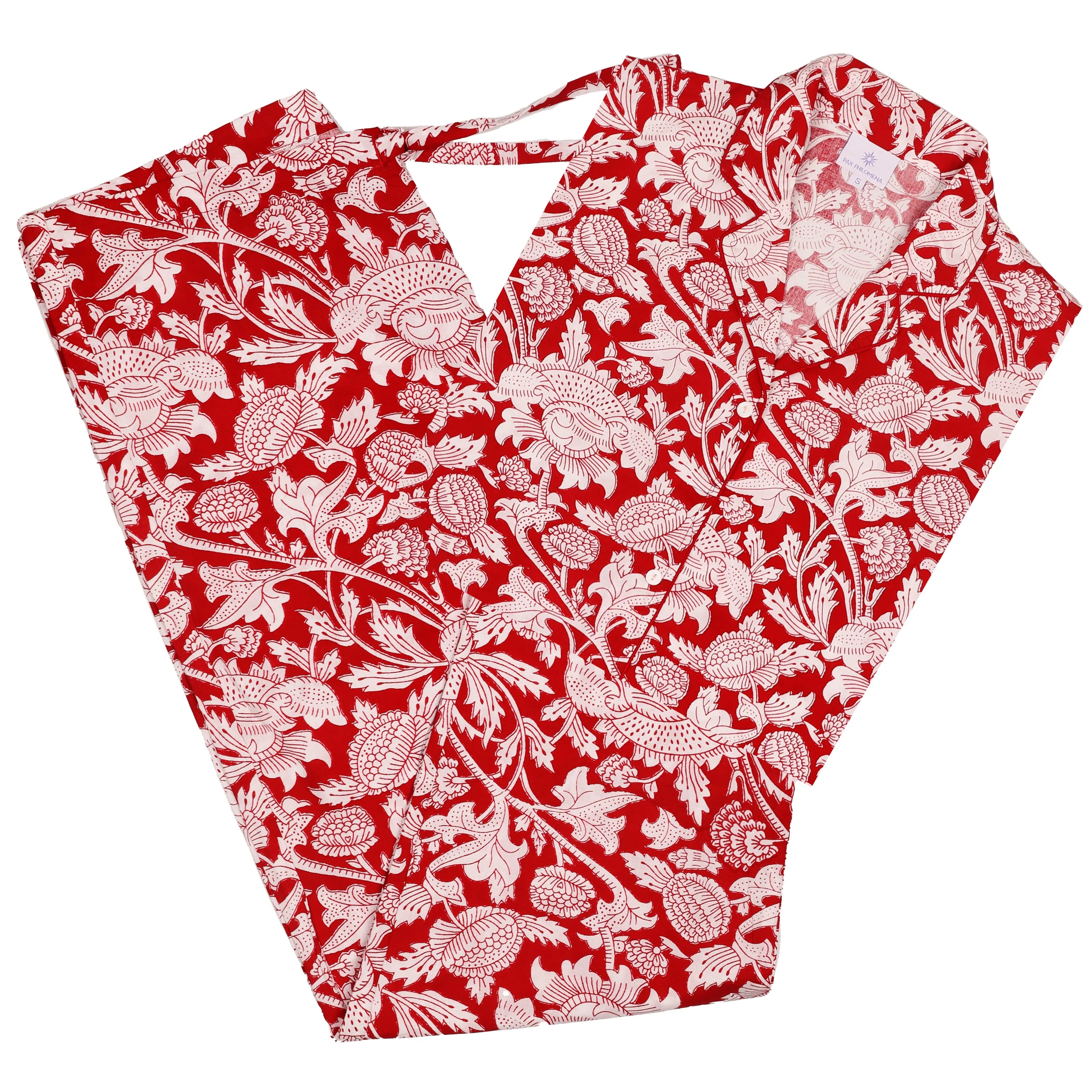 Laura Red Floral Cotton Pajamas Long Sleeve AVAILABLE IN XXL ONLY FINAL SALE
