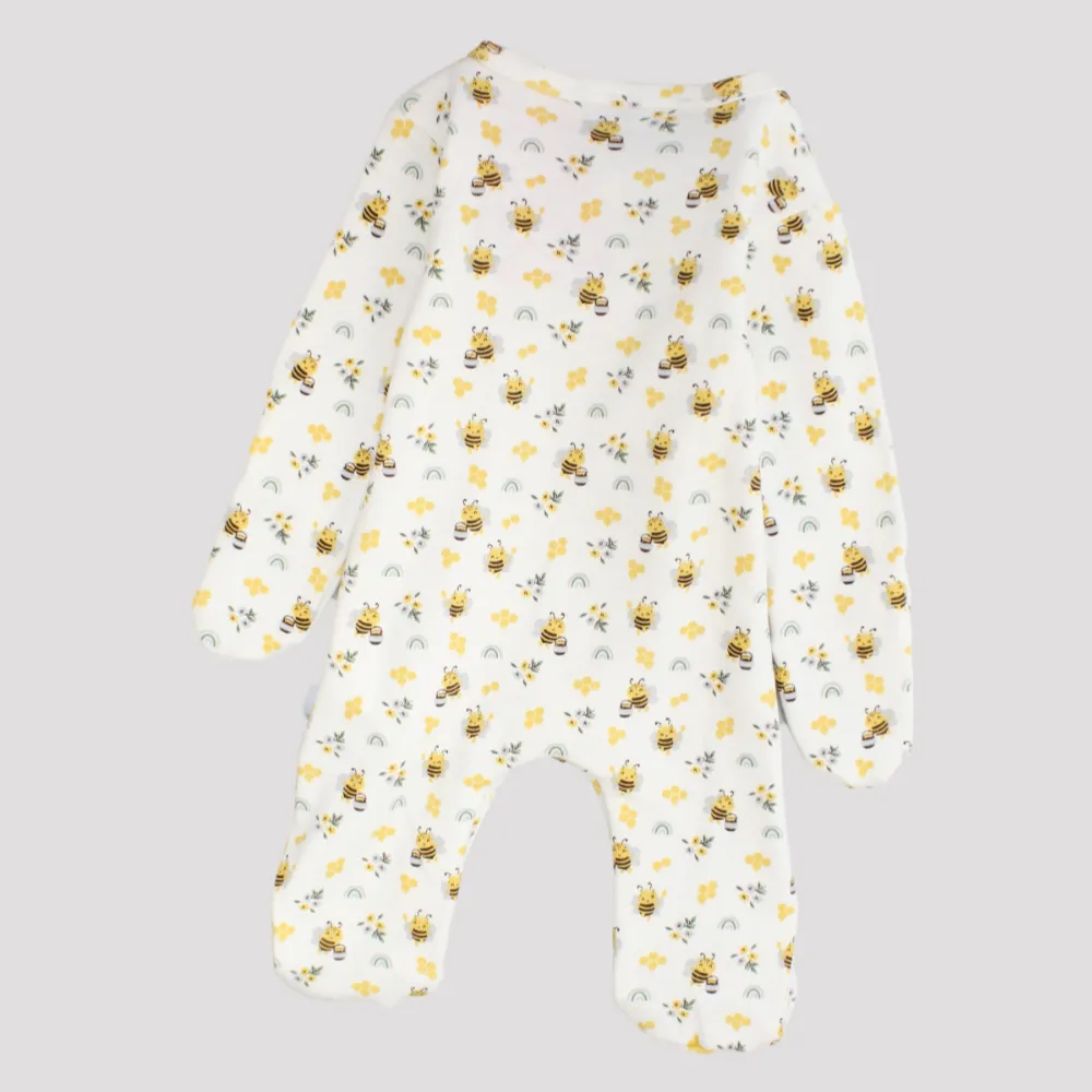 Little Bees Long-Sleeved Baby Footie