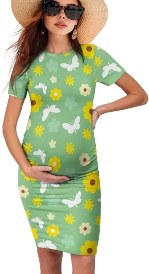 Maternity Dresses for Women,Women's Pregnancy Dress for Photoshoot,Short Sleeve Shirt Dress,Maternity Essentials