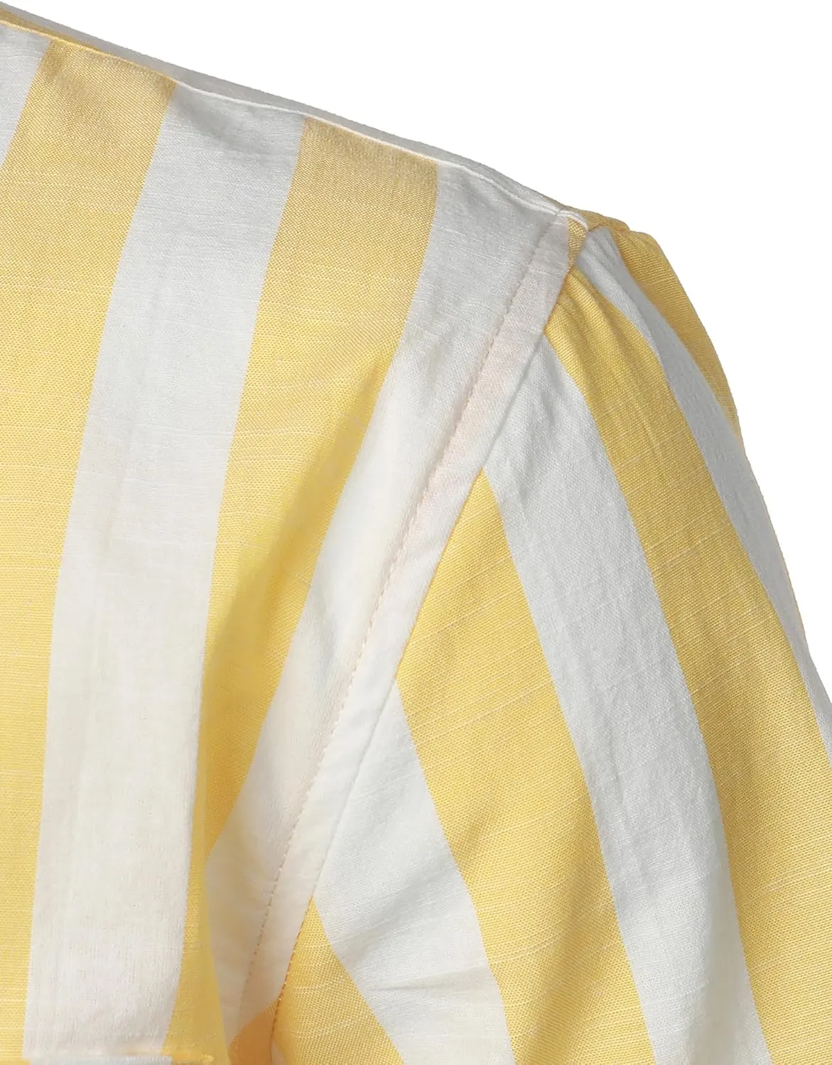Men's Summer Casual Cotton Linen Striped Shirt Button Down Short Sleeve Shirts