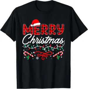 Merry Christmas Buffalo Plaid Red Santa Family Matching Xmas T-Shirt