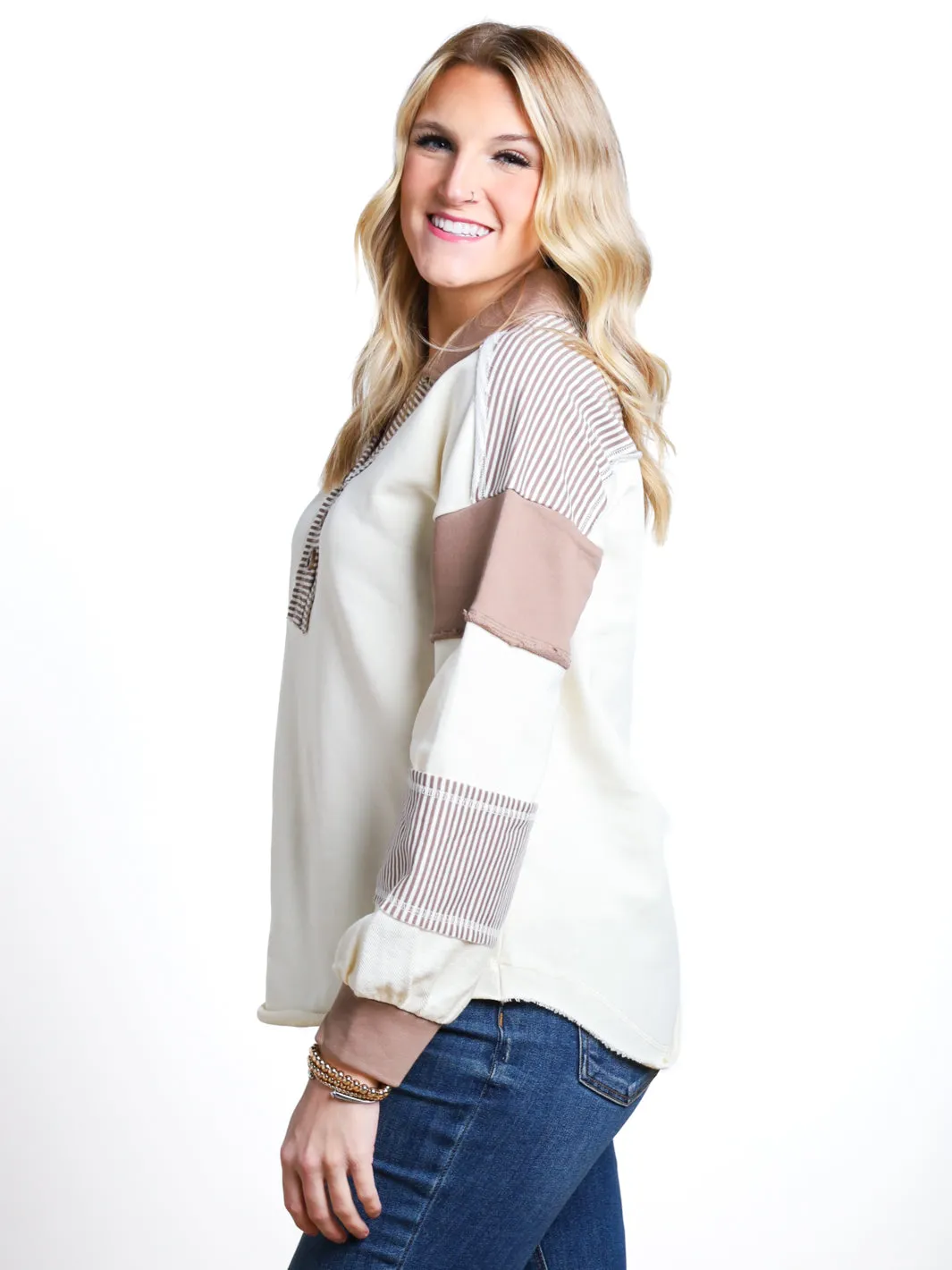 Modern Concept Colorblock Collared Knit Top- Final Sale