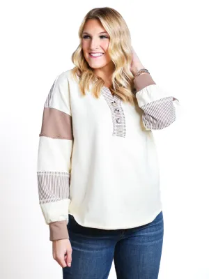 Modern Concept Colorblock Collared Knit Top- Final Sale
