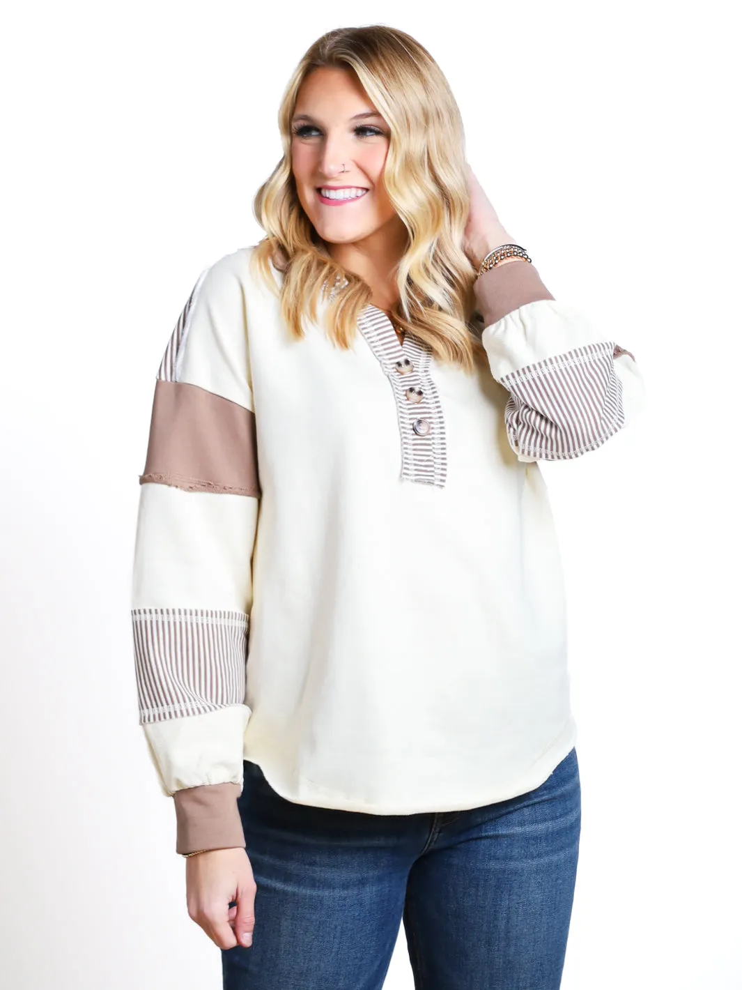 Modern Concept Colorblock Collared Knit Top- Final Sale