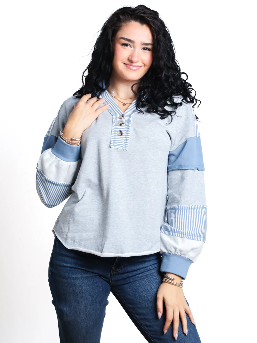 Modern Concept Colorblock Collared Knit Top- Final Sale