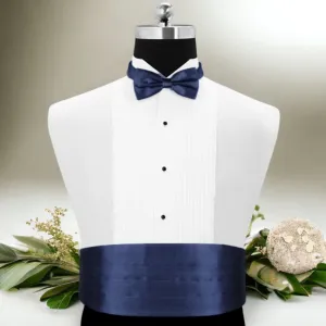Peluche Cerulean Navy Blue Cummerbund & Bow Tie Set