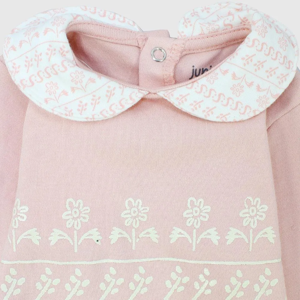 Pink Flowery Footless Onesie
